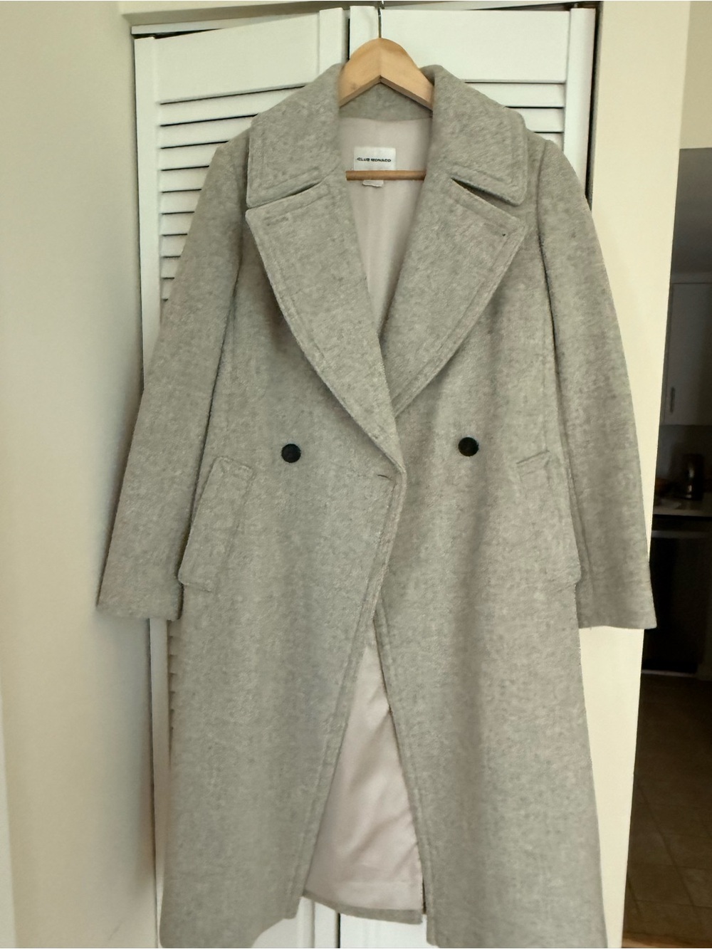 Club Monaco Light Heather Gray Double-Breasted Pea Coat